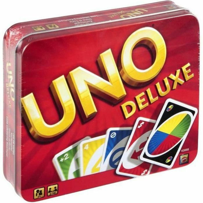 Mattel Games UNO Deluxe Juego de Cartas con libro de puntajes y zapato de distribución, para 2 a 10 jugadores, 7+ años Mattel Games UNO Deluxe Juego de Cartas con libro de puntajes y zapato de distribución, para 2 a 10 jugadores, 7+ años