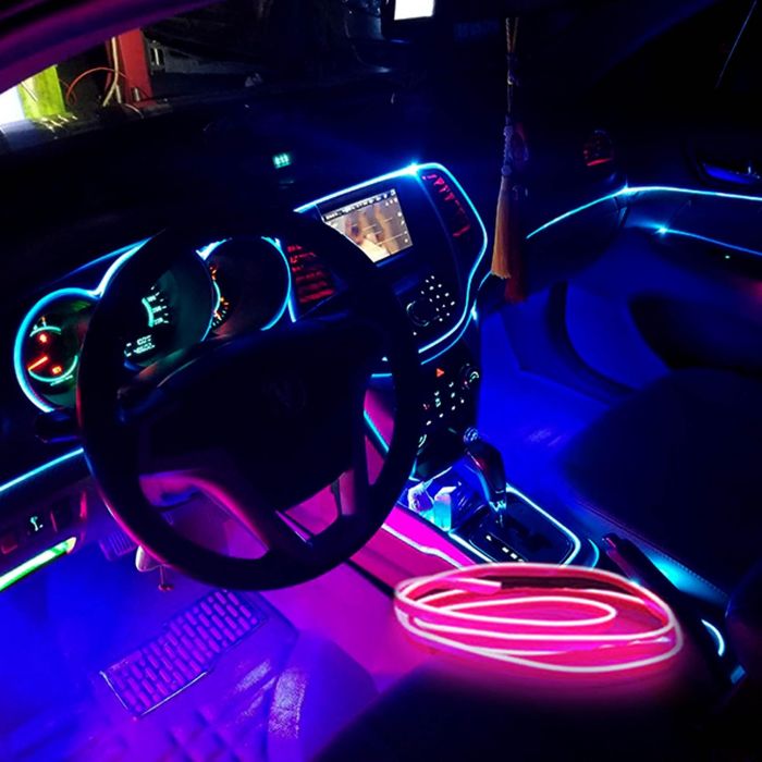 Occ Sport OCCLED10 Tira de Luz Neón EL Fibra Óptica Rosa para Automóvil con Conector USB de 3 Metros Occ Sport OCCLED10 Tira de Luz Neón EL Fibra Óptica Rosa para Automóvil con Conector USB de 3 Metros