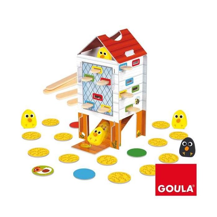 Juego habilidad happy chickens de madera goula, encuentra los pollitos retirando los palos 13