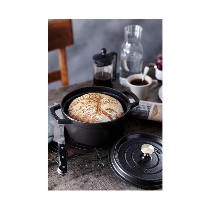 Staub La Cocotte 24cm rund. schwarz. Gusseisen 8