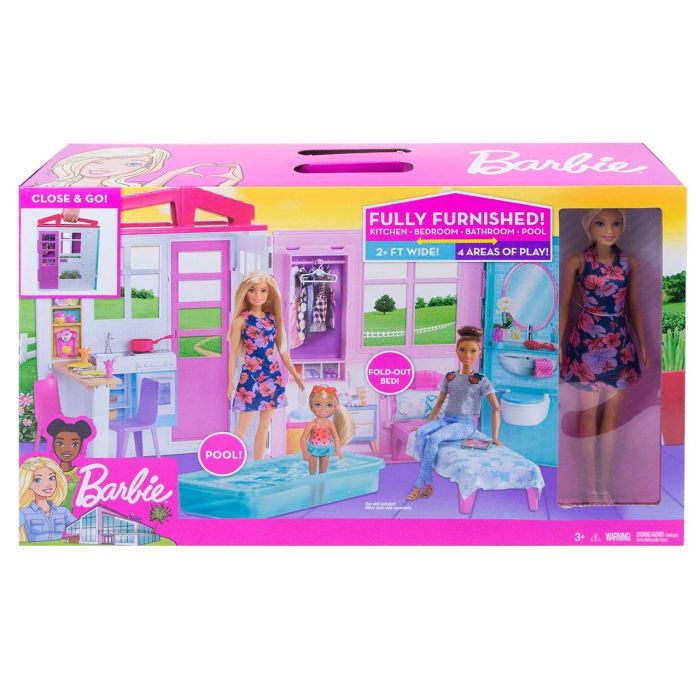 Barbie Muñeca Casa Muebles Accesorios GWY84 Mattel Casa Portátil Desplegable 3 Barbie Muñeca Casa Muebles Accesorios GWY84 Mattel Casa Portátil Desplegable 3