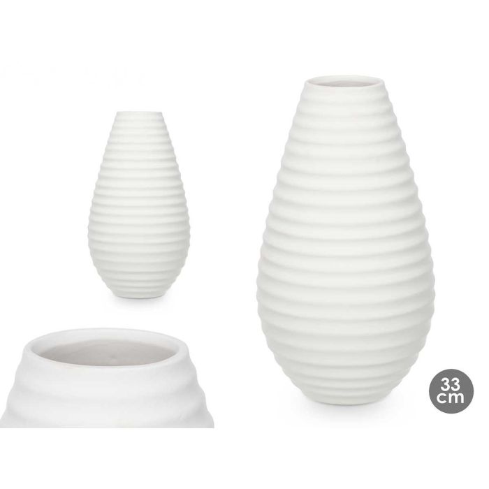 Giftdecor Jarrón Cerámica Raya Horizontal 33 cm Blanco - 19x33x19 cm (4 Unidades) Giftdecor Jarrón Cerámica Raya Horizontal 33 cm Blanco - 19x33x19 cm (4 Unidades)