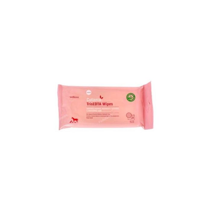 Vetnova Cutania Trisedta Wipes - 24 Toallitas Antimicrobianas para Perros, Gatos, Pequeños Mamíferos y Caballos
