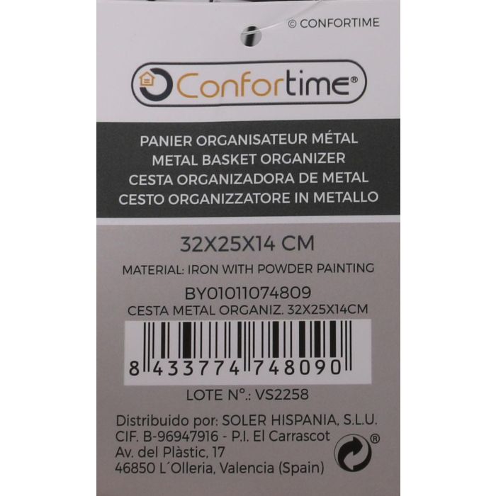 Cesta de metal organizadora Confortime 32 x 25 x 14 cm (12 Unidades) 11 Cesta de metal organizadora Confortime 32 x 25 x 14 cm (12 Unidades) 11