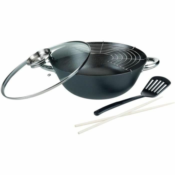 GSW 860956 Wok Multifunción de 5 Piezas, 32 cm, Acero Fundido, Apto para todo tipo de fuegos, incluida inducción GSW 860956 Wok Multifunción de 5 Piezas, 32 cm, Acero Fundido, Apto para todo tipo de fuegos, incluida inducción