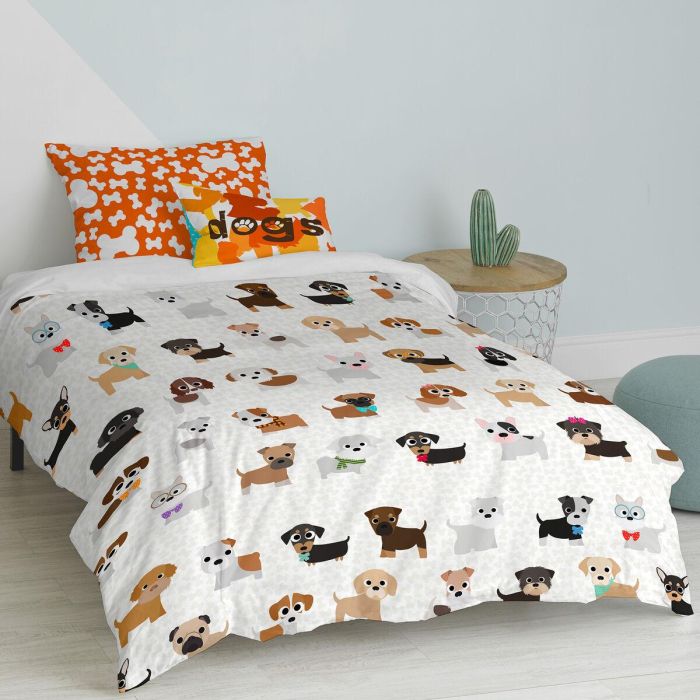 Juego de funda nórdica HappyFriday Mr Fox Dogs Multicolor Cama de 80 2 Piezas 1