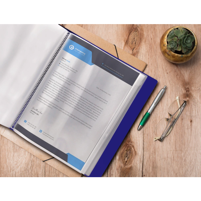 Liderpapel Carpeta Personaliza 37862 A4 Azul con 100 Fundas de Polipropileno y Cajetín 10