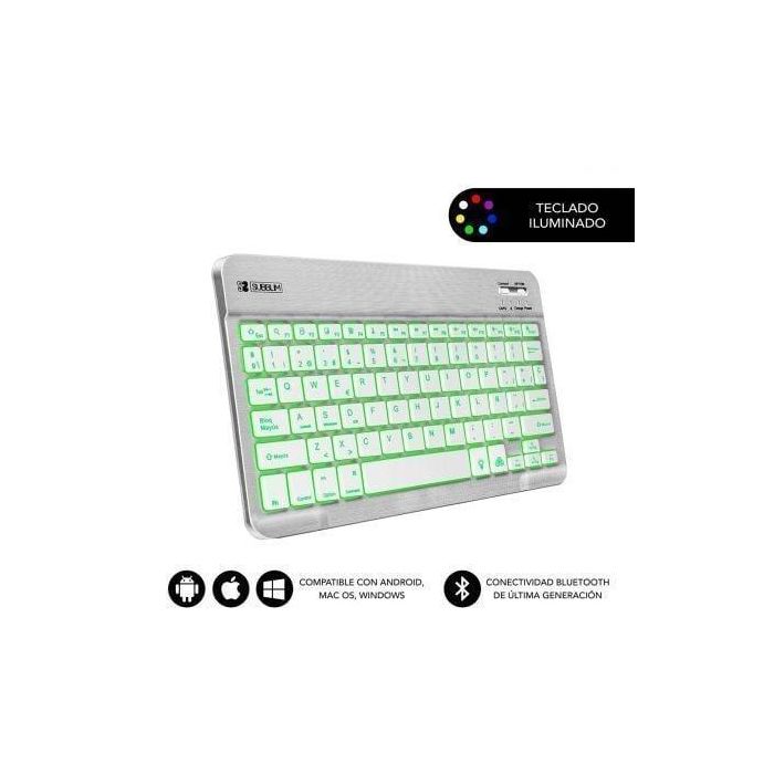Teclado Compacto Inalámbrico por Bluetooth Subblim Smart Backlit/ Plata Teclado Compacto Inalámbrico por Bluetooth Subblim Smart Backlit/ Plata