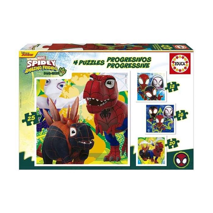 Puzzle progresivos dino spidey 12+16+20+25 piezas Puzzle progresivos dino spidey 12+16+20+25 piezas