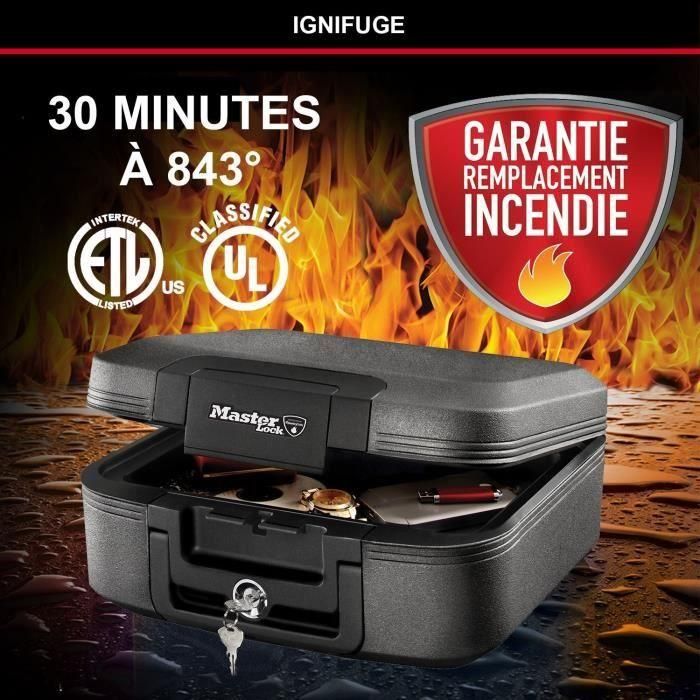 Master Lock Caja fuerte ignífuga 7.8 litros con protección para soportes multimedia, alta resistencia al fuego y cerradura de llave, negra. 2