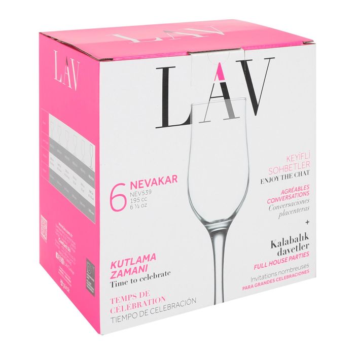 Lav Set 6 Copas de Champagne 195cc Ø5.3x20.5 cm (4 Cajas) 1