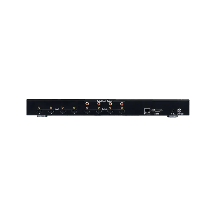 MUXLAB Matriz HDMI 4X4 4K/60 1U Rack Con Puertos RS232, IR, LAN 1