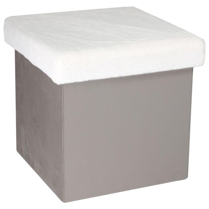 Home Deco Kids Caja-Puf Plegable Gris/Blanco con Pelo de Imitación para Decoración y Almacenamiento 38x38x38 cm 0 Home Deco Kids Caja-Puf Plegable Gris/Blanco con Pelo de Imitación para Decoración y Almacenamiento 38x38x38 cm 0