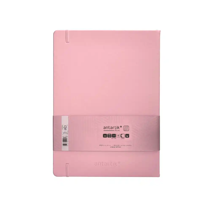 Antartik Cuaderno A4 Tapa Dura Hojas Cuadriculadas Rosa Pastel 100 Hojas 80gr FSC 2