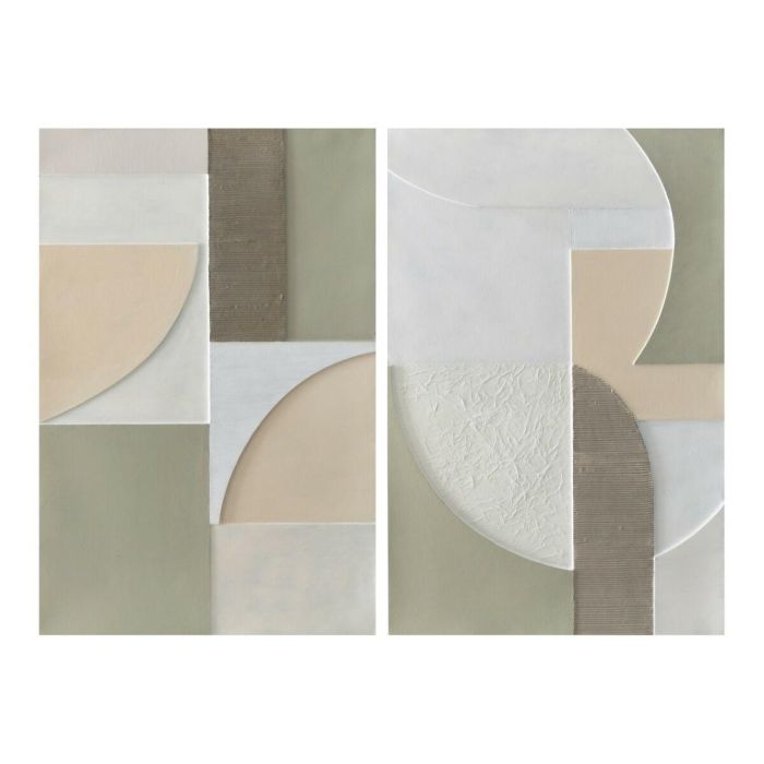 DKD Home Decor Cuadro Urban Abstracto Verde Menta y Blanco Lienzo MDF 120 x 80 cm (2 Unidades)