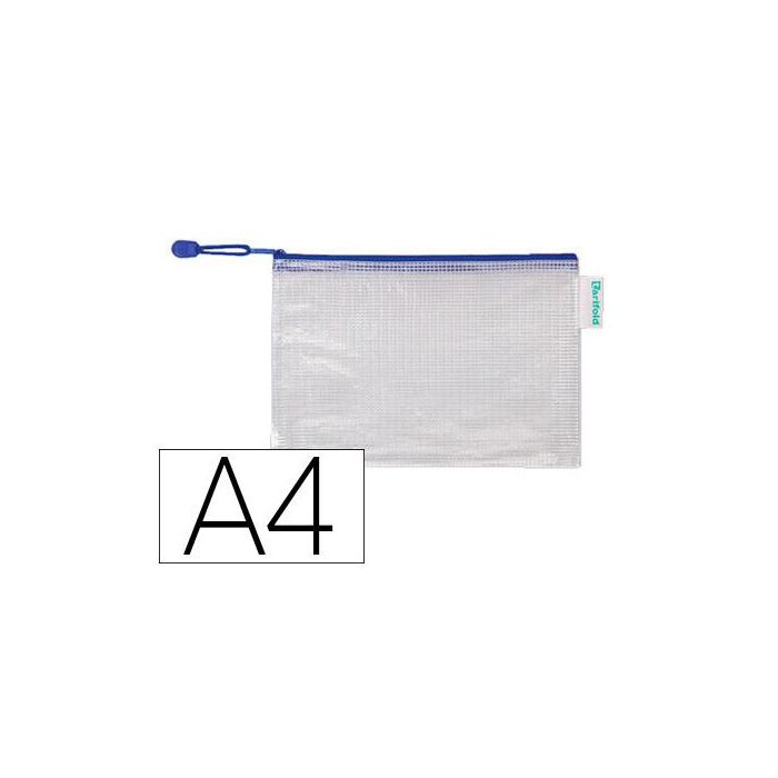 Bolsa Multiusos Tarifold Pvc Din A4 Apertura Superior Con Cremallera Portaboligrafo Y Correa Azul 8 unidades