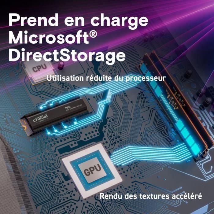 Crucial T500 SSD 1TB Disco Duro Interno Sólido NVMe PCIe 4.0 x4, 7300 MB/s Lectura, 6800 MB/s Escritura 2