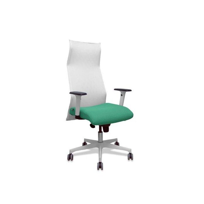 Sillon Piqueras Y Crespo Sahuco Direccion Uso Intensivo (8H) Brazos Blancos Regulables Mecanismo Sincro Respaldo Malla Blanca Transpirable Y Asiento Tapizado Bali Verde Esmeralda