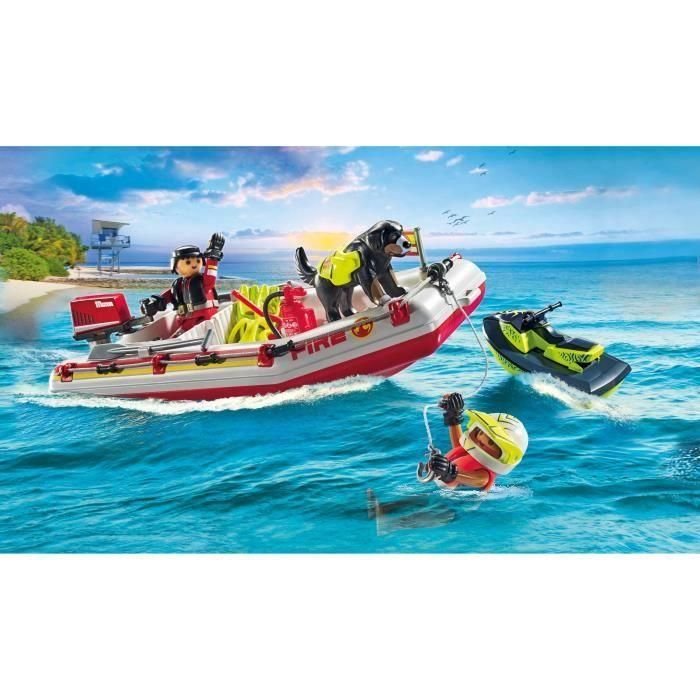 Bote de bomberos con moto acuática playmobil action 1