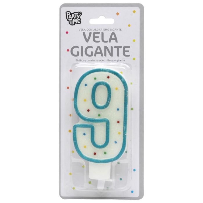 Vela Aniversario 9 Party Time 14 cm  1