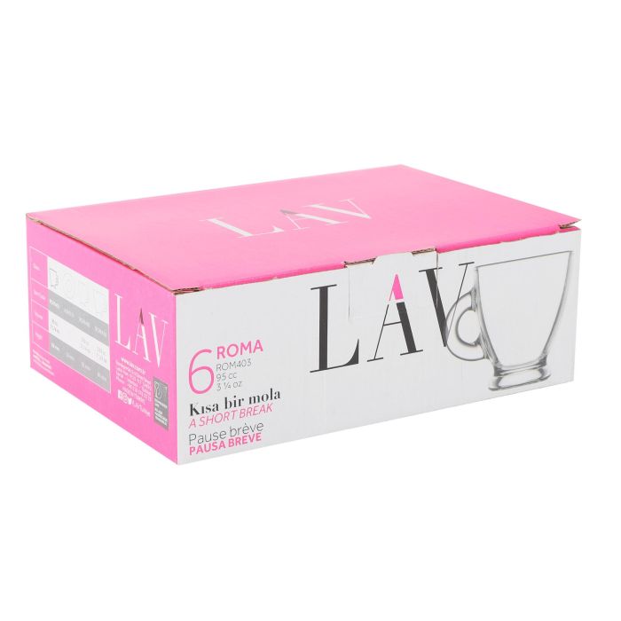 Lav Set de 6 Tazas para Espresso con Asa, 95 cc, 8x6.5x6.5 cm (12 Cajas) 4