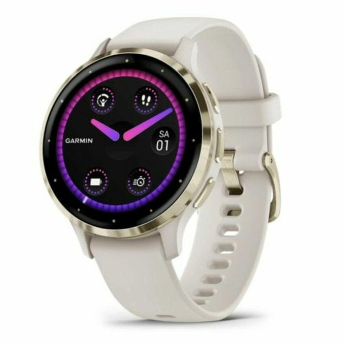 Garmin AAAAL87491 Reloj inteligente con GPS Venu 3S, 30,4 mm (1,2"), acero dorado suave, caja marfil, correa silicona marfil