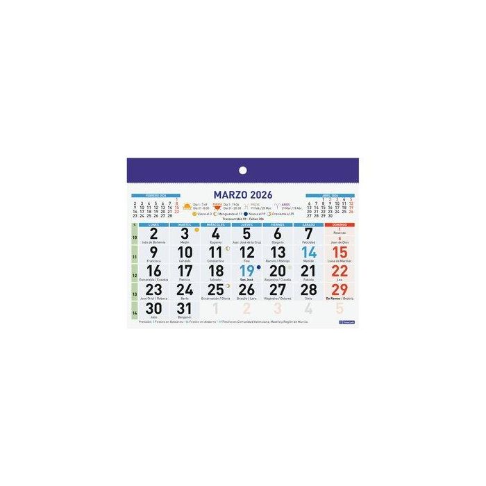 Calendario (2026) Finocam Faldilla Mensual Numeros Grandes F91 150X105