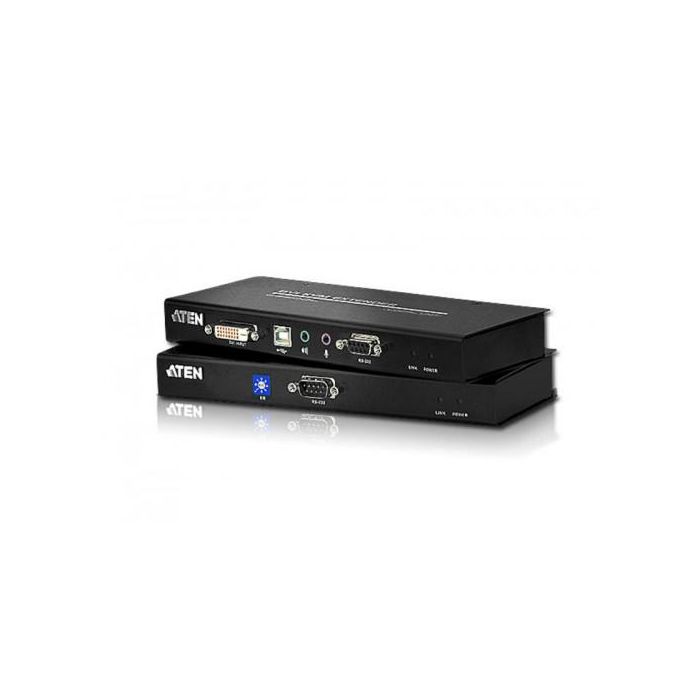 Aten CE600 Extensor KVM USB DVI de Consola Remota con Audio y RS-232, para PC/Servidor hasta 60 Metros de Distancia