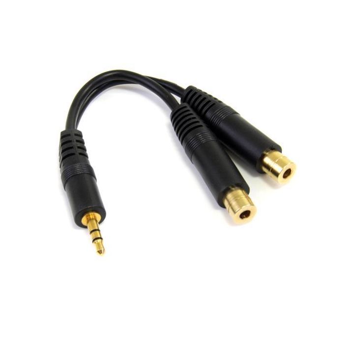 StarTech.com 0.15M Adaptador de Audio Divisor Mini Jack 3.5 mm Macho a 2x Hembra 15cm para Auriculares/Altavoces 1