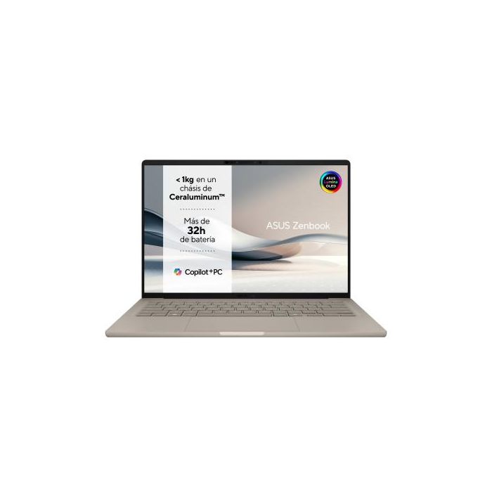 ASUS Zenbook A14 OLED UX3407QA-QD283W Copilot+ PC - Ordenador Portátil 14" WUXGA (Qualcomm Snapdragon X (X1-26-100), 32GB RAM, 1TB SSD, Adreno GPU, Windows 11 Home) Beige Zabriskie - Teclado QWERTY español 1 ASUS Zenbook A14 OLED UX3407QA-QD283W Copilot+ PC - Ordenador Portátil 14" WUXGA (Qualcomm Snapdragon X (X1-26-100), 32GB RAM, 1TB SSD, Adreno GPU, Windows 11 Home) Beige Zabriskie - Teclado QWERTY español 1