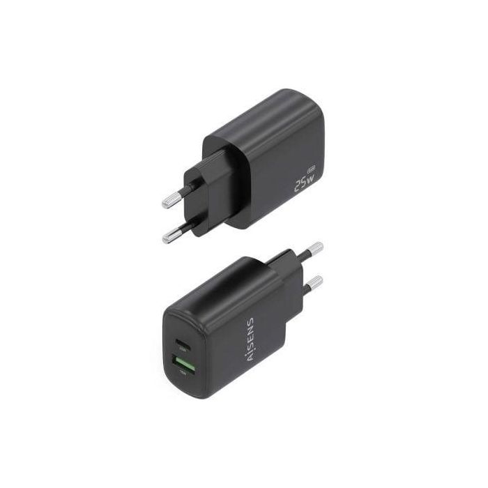 AISENS - CARGADOR 25W, 1xUSB-C PD3.0, 1xUSB-A QC3.0, NEGRO 2