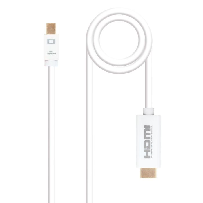 Cable Mini DisplayPort Nanocable 10.15.4002/ Mini DisplayPort Macho - HDMI Macho/ 2m/ Blanco Cable Mini DisplayPort Nanocable 10.15.4002/ Mini DisplayPort Macho - HDMI Macho/ 2m/ Blanco