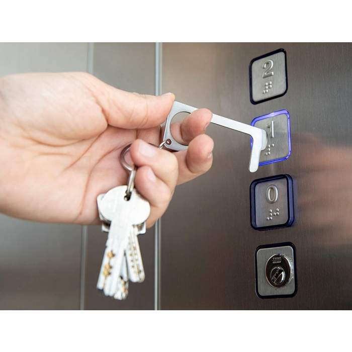 Blanca Llavero Higiénico Anticontacto Acero Inoxidable 3,20x7,60 cm para Evitar Tocar Superficies 3