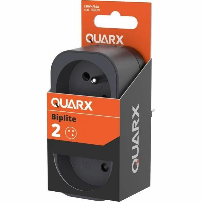 QUARX QUA4004282472360 Biplite Interruptor 2P 16A Negro y Gris Antracita NF QUARX QUA4004282472360 Biplite Interruptor 2P 16A Negro y Gris Antracita NF
