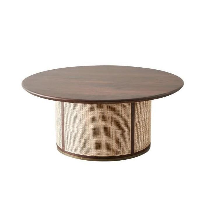 DKD Home Decor Mesa Centro Sixties de Mango y Fibra 85 x 85 x 45 cm