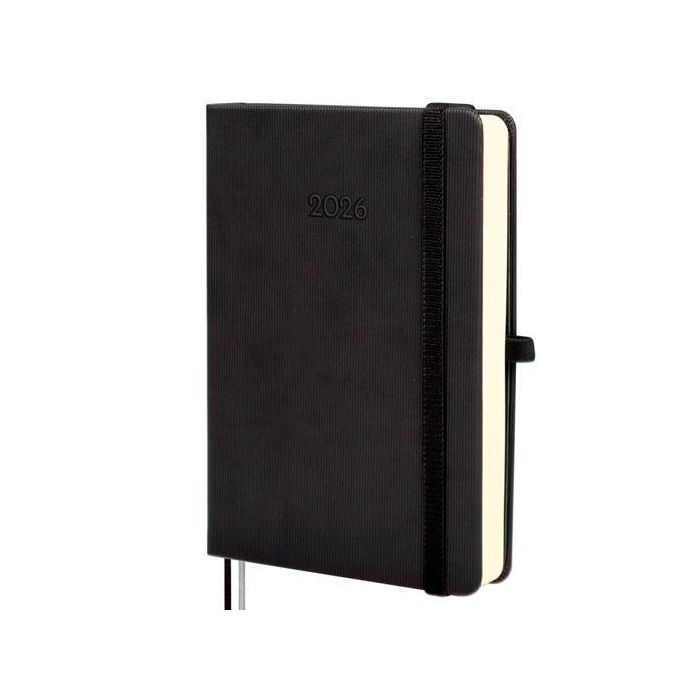 Finocam M4-118x168 mm Agenda Minimal Textura 1 Día/Página Tapa Dura Negra 2026