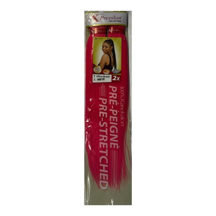 X-Pression NE10 Trenzas Sintéticas Pre-Peinadas Kanekalon Neón (1x2) Ligeras y Sedosas para Box Braids Twists Crochet Braids
