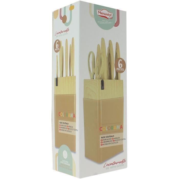 Bloque de cuchillos de 6 piezas - MENASTYL - 5041064 - Hoja de cerámica - Polipropileno - Avellana 1 Bloque de cuchillos de 6 piezas - MENASTYL - 5041064 - Hoja de cerámica - Polipropileno - Avellana 1