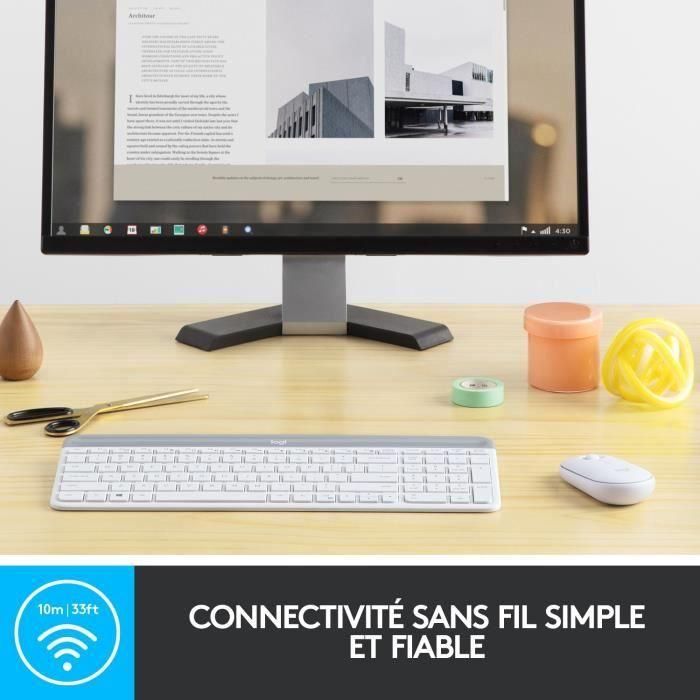 LOGITECH - Juego de teclado + mouse inalámbricos MK470 - AZERTY - Blanco 3 LOGITECH - Juego de teclado + mouse inalámbricos MK470 - AZERTY - Blanco 3