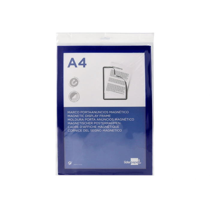 Liderpapel Marco Porta Anuncios Magnético DIN A4 Adhesivo Removible Color Azul 7