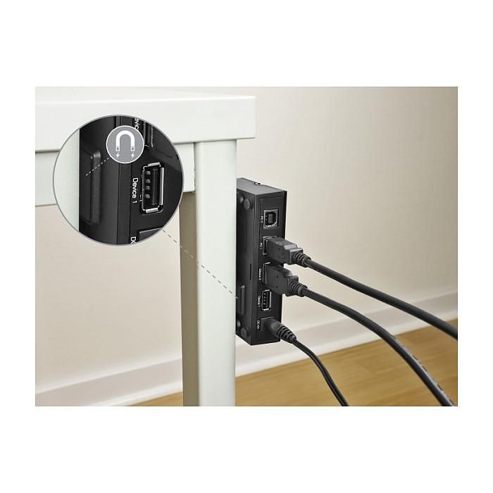 DeLOCK Interruptor USB 3.0 de 2 Ordenadores a 1 Dispositivo, 5 Gbit/s, Cable USB A-B Incluido, Negro (106 x 56 x 25 mm) 1