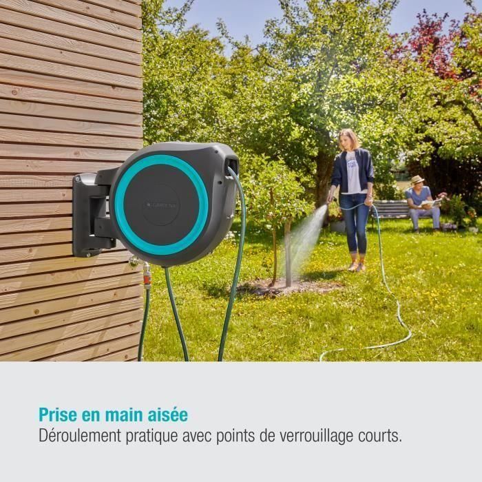 Gardena Enrollador de manguera automático de pared RollUp L 30 m 13mm con rebobinado, antigiro y kit completo giratorio 180° borde blanco 4 Gardena Enrollador de manguera automático de pared RollUp L 30 m 13mm con rebobinado, antigiro y kit completo giratorio 180° borde blanco 4
