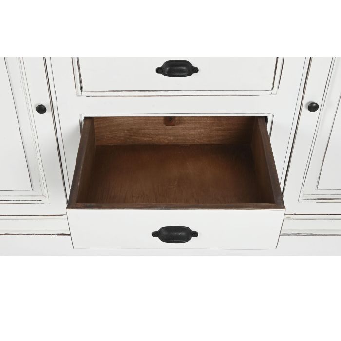 DKD Home Decor Vitrina Romántico Blanco de Madera de Mango y Cristal con 4 Puertas, 4 Cajones, 4 Estanterías, Desmontable 170x200x45 cm 4 DKD Home Decor Vitrina Romántico Blanco de Madera de Mango y Cristal con 4 Puertas, 4 Cajones, 4 Estanterías, Desmontable 170x200x45 cm 4