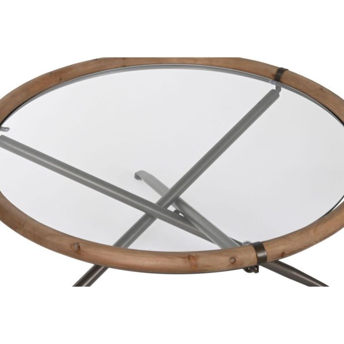 Mesa de Centro Home ESPRIT Cristal Madera de abeto 100 x 100 x 40 cm 3 Mesa de Centro Home ESPRIT Cristal Madera de abeto 100 x 100 x 40 cm 3