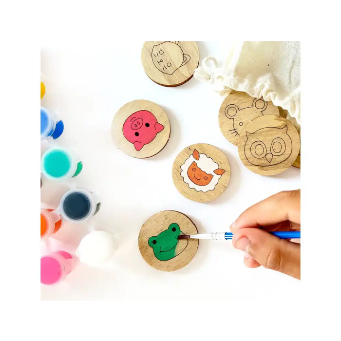 Wondee Kit para Colorear Figuras de Madera Sostenible con 12 Colores Vibrantes, Pinceles y Figuras Originales para Niños 1