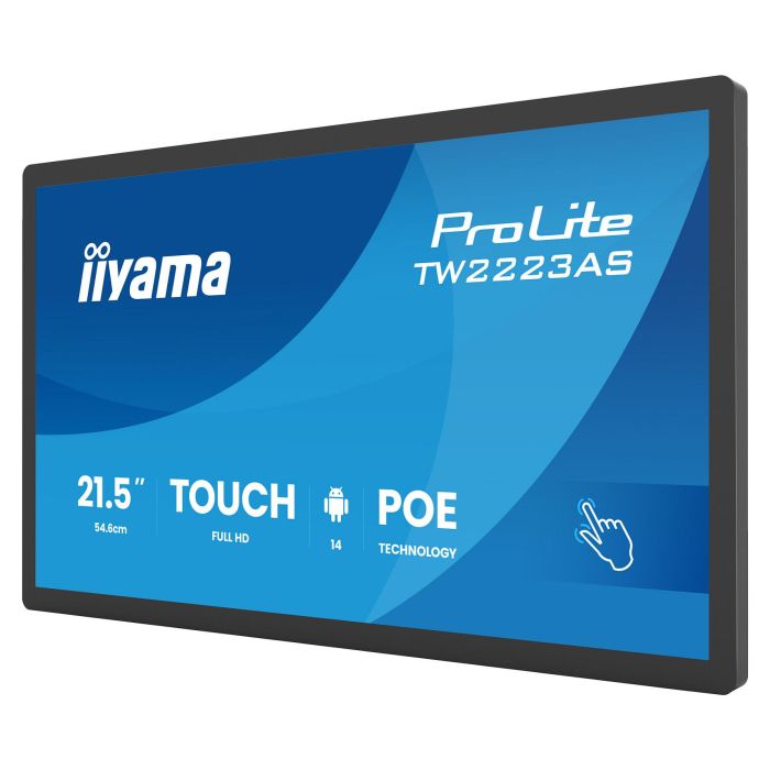 Iiyama TW2223AS-B3P - Panel Interactivo Táctil de 21,5" Full HD IPS (1920x1080) con Android 14, Procesador Rockchip RK3576, USB-C, Wi-Fi 6, PoE, 24/7, Montaje VESA 6