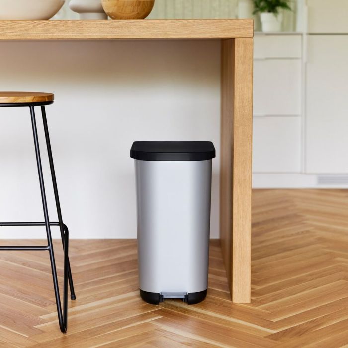 Cubo de basura Rotho Ribo Silver Plata Plástico 35 L 3 Cubo de basura Rotho Ribo Silver Plata Plástico 35 L 3