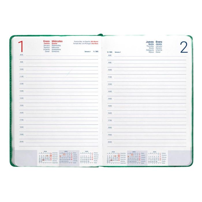 Agenda Encuadernada Liderpapel Saria A5 2025 Dia Pagina Color Verde Papel 70 gr 9