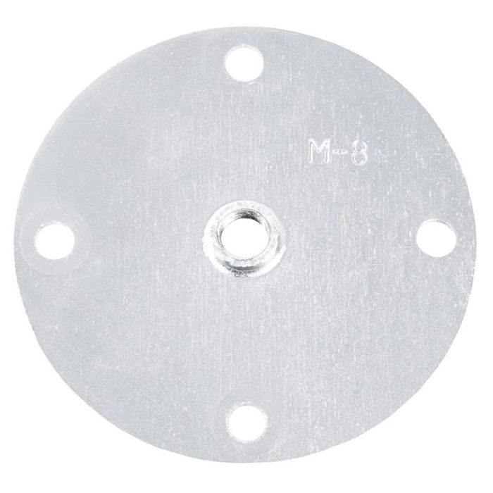 Q&Q MATE 66 Placa Redonda de Hierro Zincado, 66mm Diámetro, Rosca M8 Abocardada para Patas, Taladros Avellanados