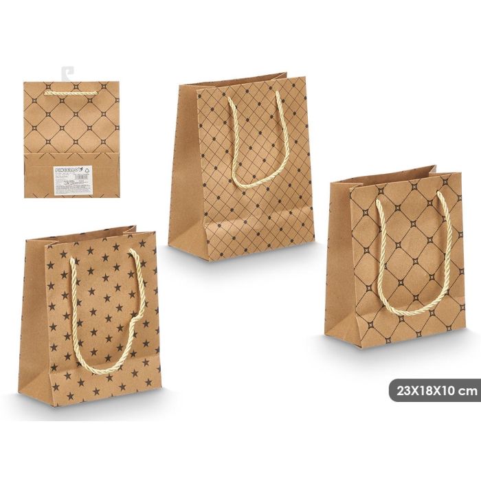 Bolsa Asa Kraft Surtidos Estampados 23X18X10Cm Pincello (48 Unidades) Bolsa Asa Kraft Surtidos Estampados 23X18X10Cm Pincello (48 Unidades)